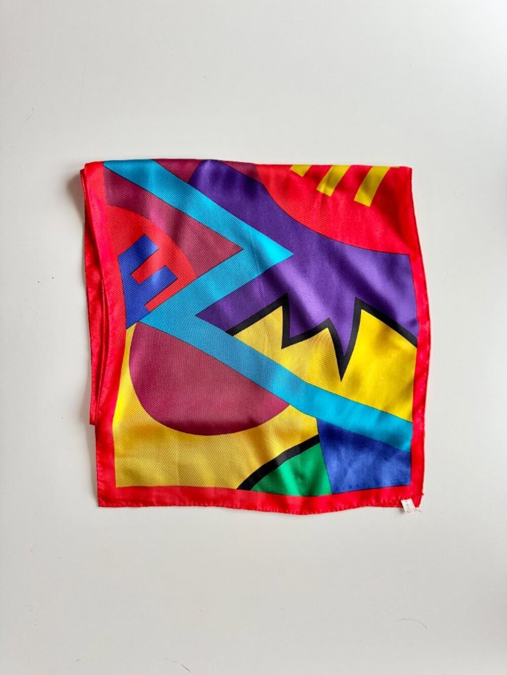 Vintage PERRY ELLIS Multicolor Graphic Silk Twill 64" x 16" Long Rectangle Scarf - Picture 2 of 13